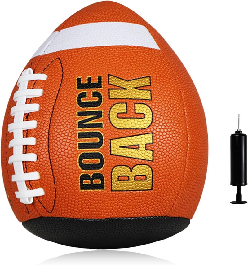 BOUNCEBACK Soft Leather Training Football, Youth Size & Official Size, Fatherless PU PassCatch Solo Enhancing Passing Catching(with Pump) - Image 1